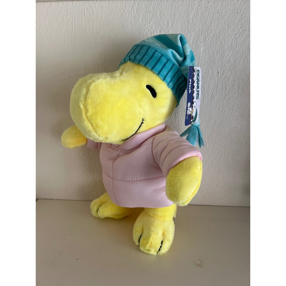Peanuts Woodstock Plush Kids Small Yellow New Puffer Jacket Beanie 2024